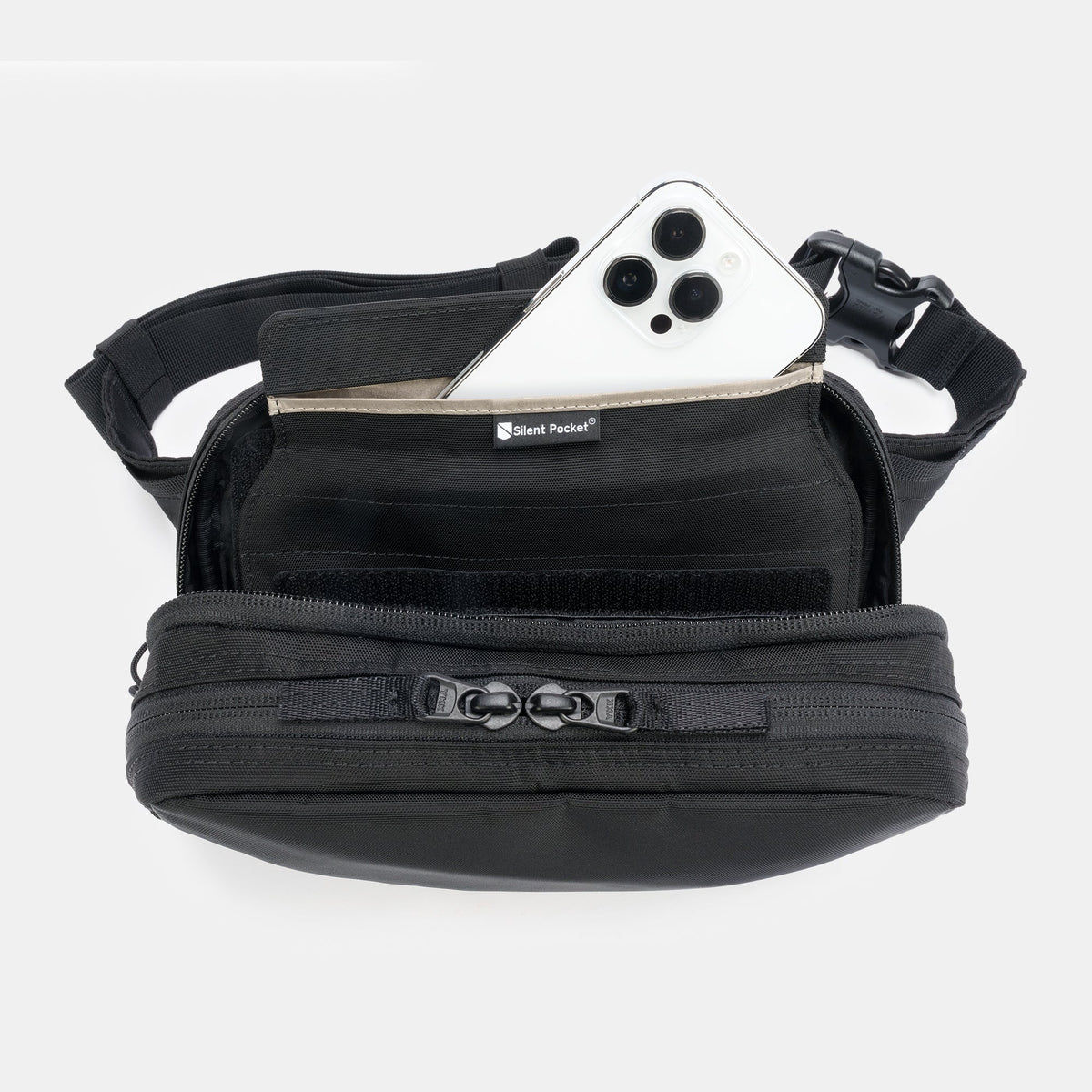 Concealed Carry Faraday Sling with phone in Faraday cage 