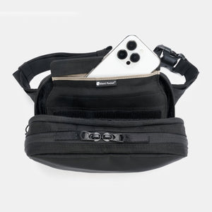 Concealed Carry Faraday Sling with phone in Faraday cage 